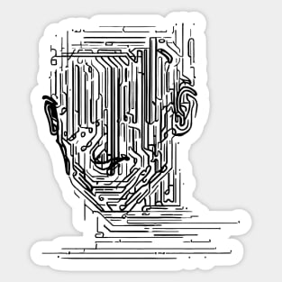 Minimalist lines | Abstract Human Portrait | Liquid techno 1 Sticker